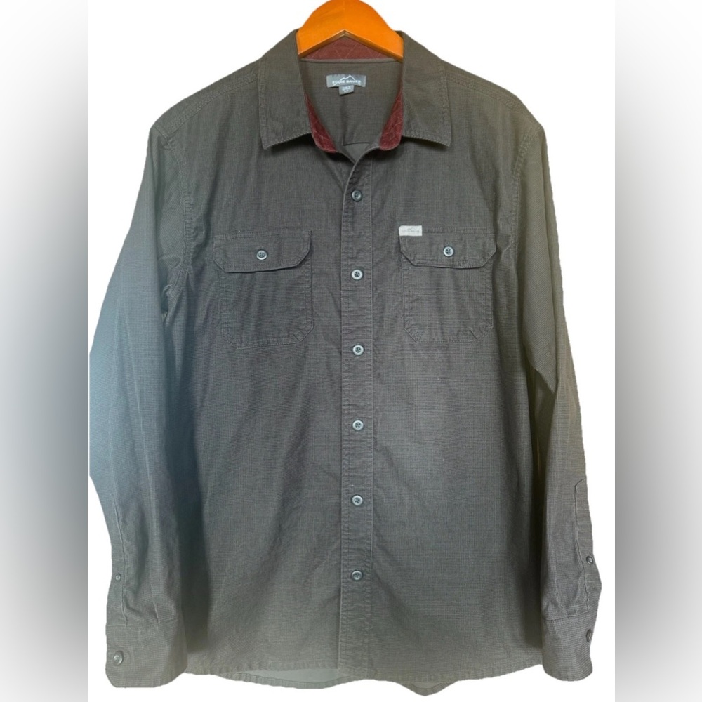 Eddie Bauer Grey Men's Large Button Up Corduroy Jacket Shacket Utility Workwear